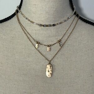 nOir Layered 3 Tiered Gold and Beaded Necklace - NWT